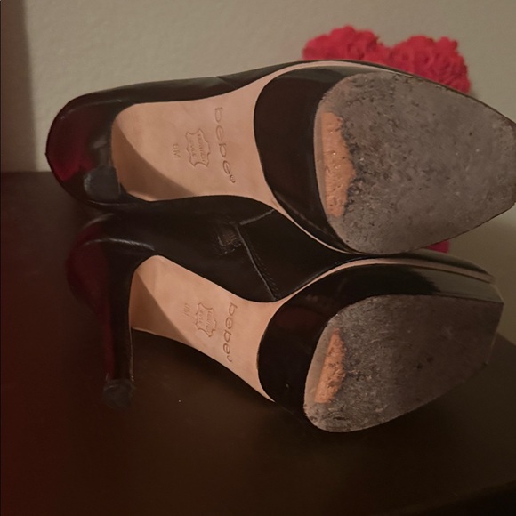 Bebe Glossy Black Heeled Boots size 8 - Picture 6 of 14